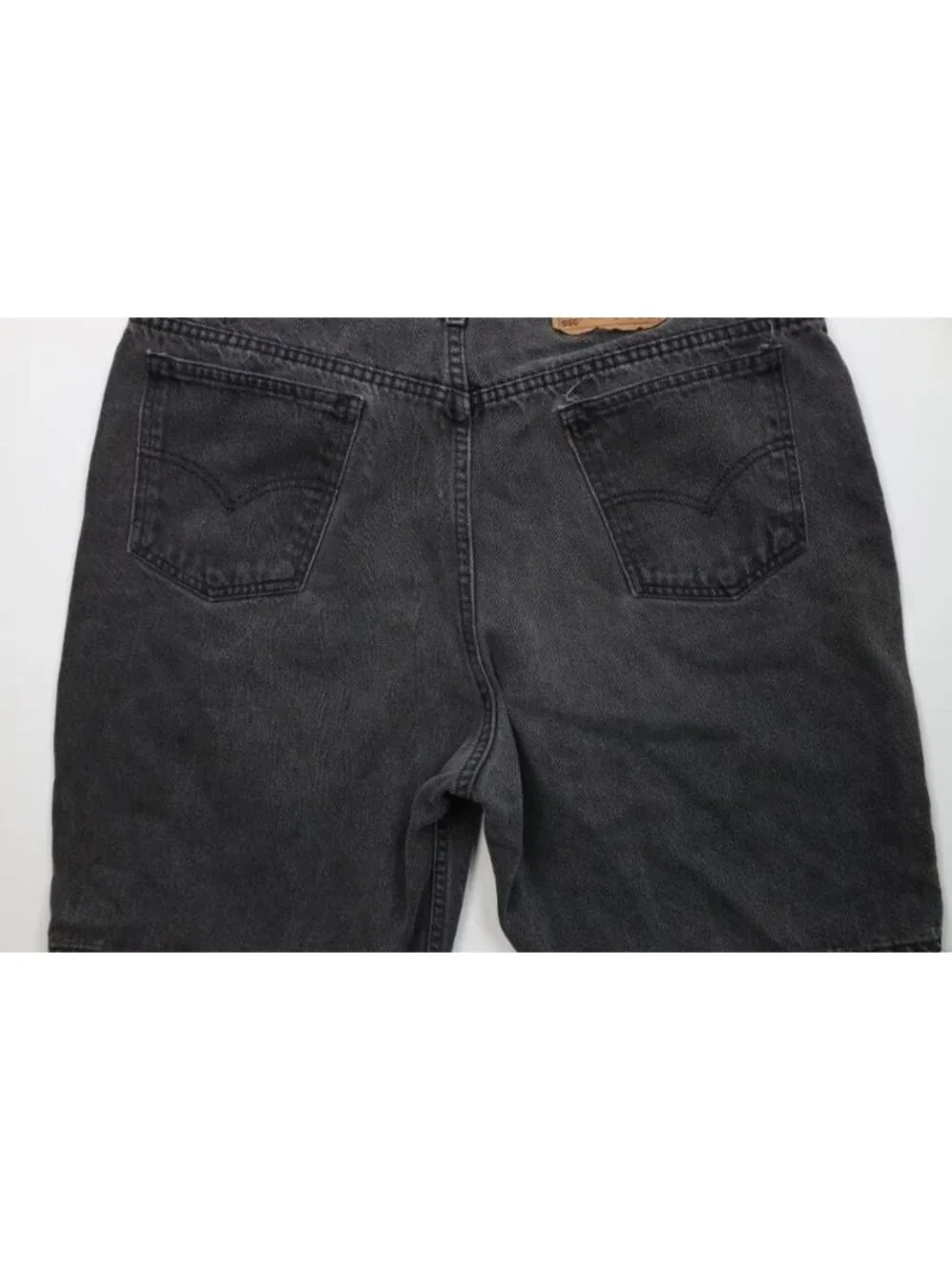 Vtg 90s Levis 550 Orange Tab Mens 40 Distressed Relaxed Denim Jean Shorts Black